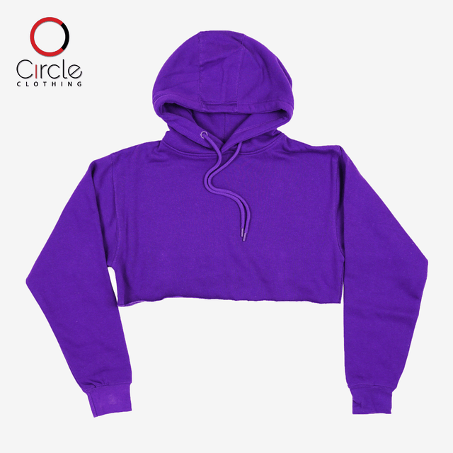 Women's Fleece Perfect Pullover Purple Cropped Hoodie 8.25 Oz - 3715