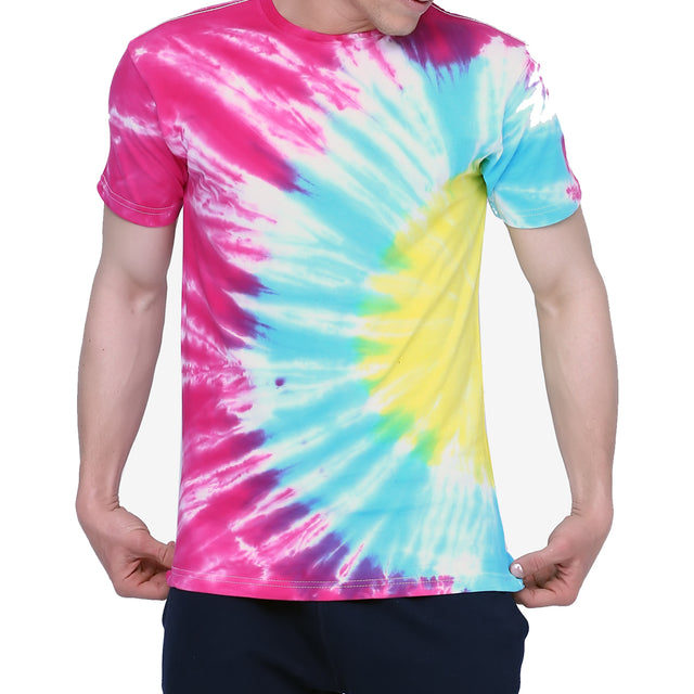 Tie Dye T Shirt Dark Pink Rainbow