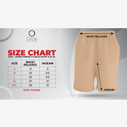 Unisex Black Classic Perfect Fleece Shorts 8.25 Oz - 8001
