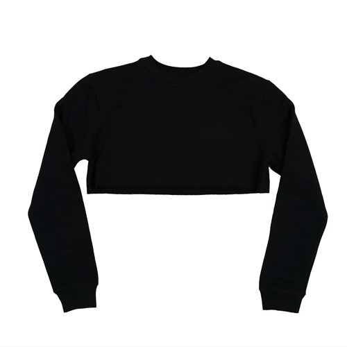 Unisex Fleece Perfect Black Crewneck Cropped Sweatshirt 8.25 Oz - 3636