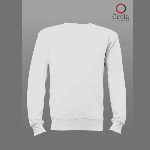 Unisex White French Terry Crewneck Sweatshirt with Pocket 8.25 Oz - 2615