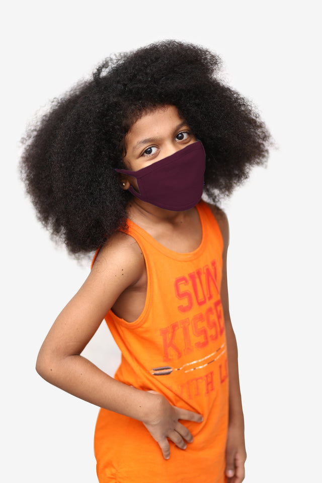 Kids Burgundy Face Cover - Circle Clothing LLC