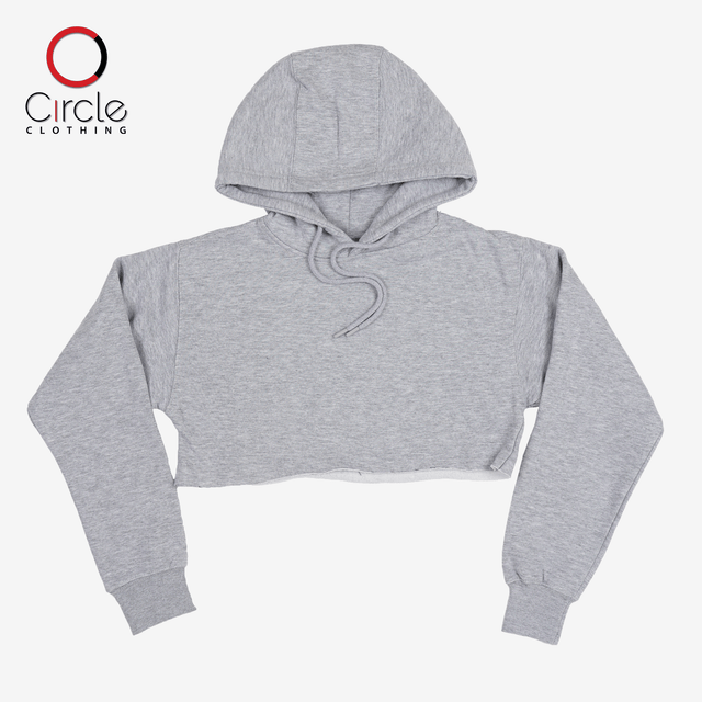 Women's Fleece Perfect Pullover Heather Grey Cropped Hoodie 8.25 Oz - 3715